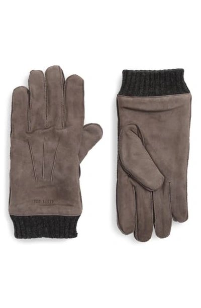 Shop Ted Baker Suede Gloves In Grey