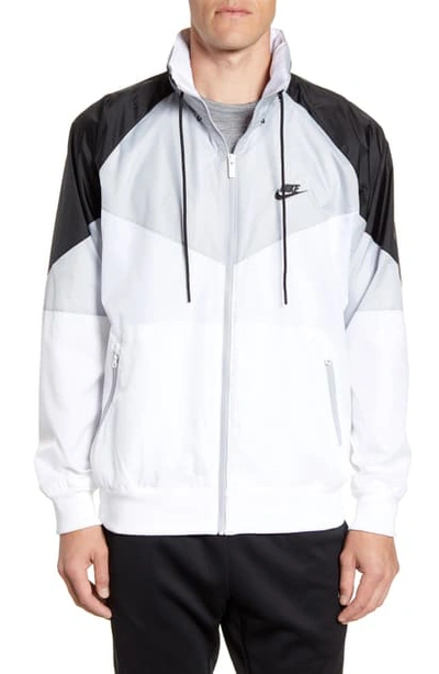 Shop Nike Winderunner Jacket In White/ Wolf Grey/ Black/ Black