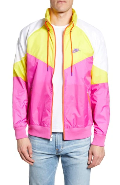 Shop Nike Windrunner Jacket In Active Fuchsia/ Opti Yellow