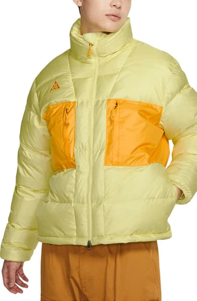 Nike Acg Water Repellent Nylon Down Jacket In Luminous Green/ Gold |  ModeSens