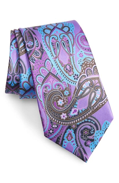 Shop Ermenegildo Zegna Paisley Silk Tie In Purple Fan