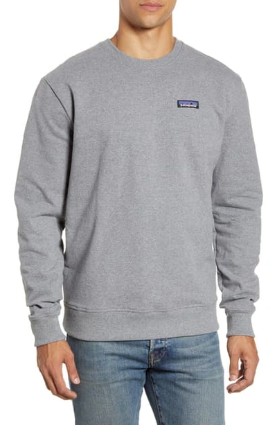 Shop Patagonia P-6 Label Uprisal Crewneck Sweatshirt In Gravel Heather