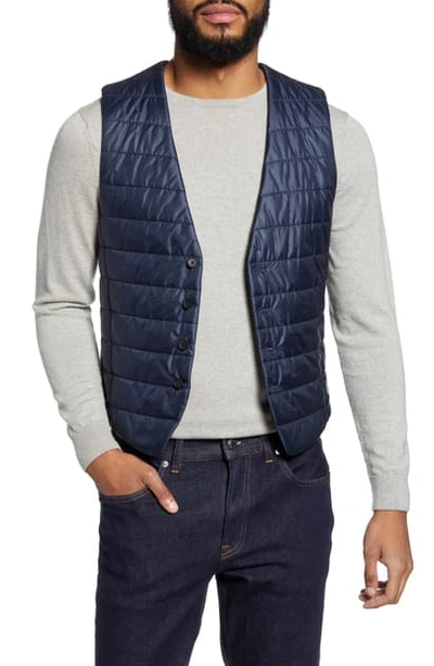 Shop Hugo Boss Hiwan Quilted Vest In Solid Navy