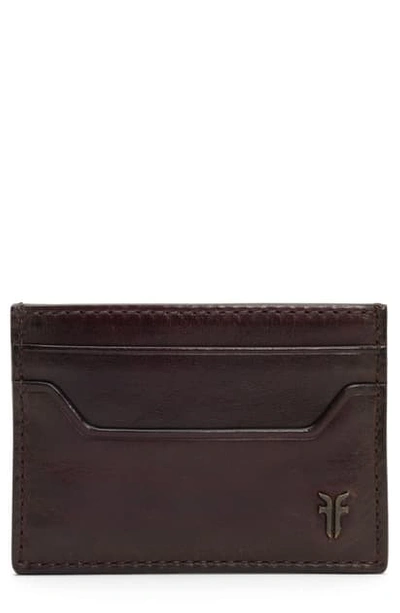 Shop Frye Austin Leather Card Case In Merlot