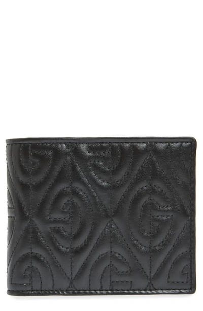 Shop Gucci G Rhombus Quilted Leather Bifold Wallet In Black