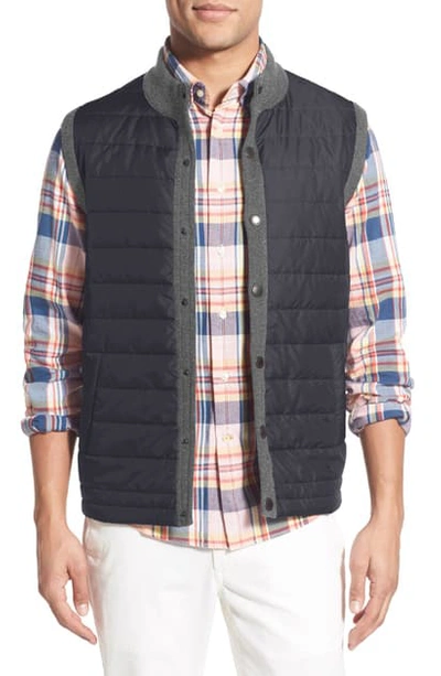 Shop Barbour 'essential' Tailored Fit Mixed Media Vest In Mid Grey