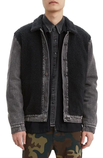 Shop Levi's Faux Shearling Trucker Jacket In Black Sheep