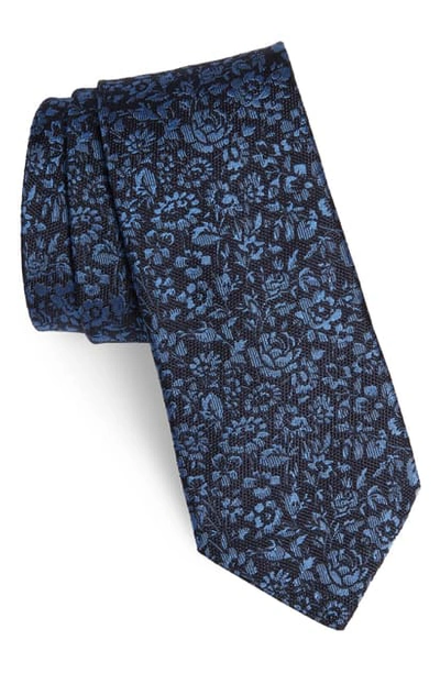 Shop John Varvatos Floral Silk Blend Tie In Capri Blue