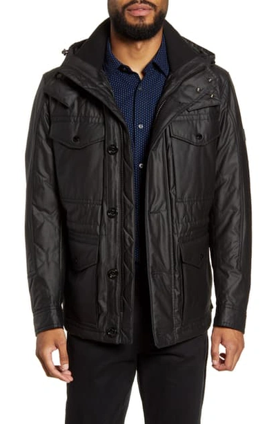 Shop Hugo Boss Cutis Regular Fit Hooded Jacket In Black
