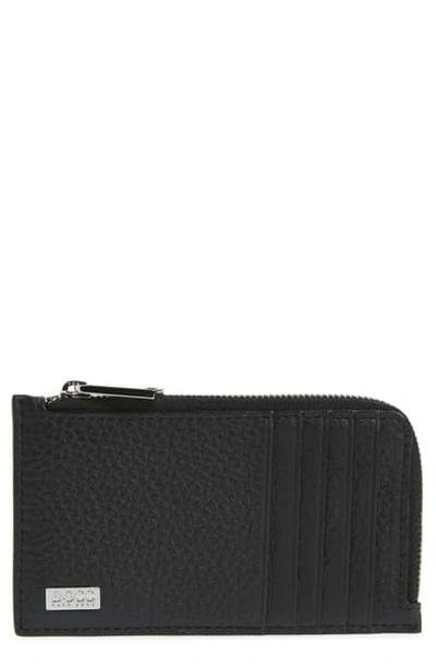 Shop Hugo Boss Crosstown Leather Card Case In Black