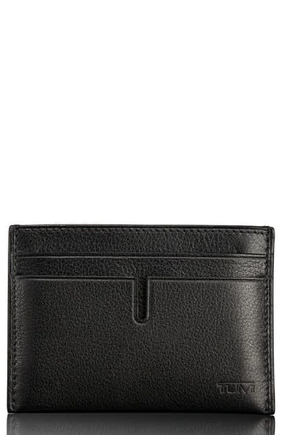 Shop Tumi Leather Card Case In Black Textured