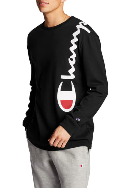 champion long sleeve with logo on sleeve