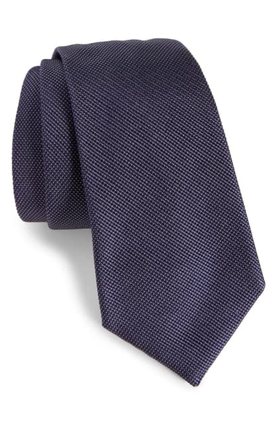 Shop Emporio Armani Solid Silk Tie In Navy Blue