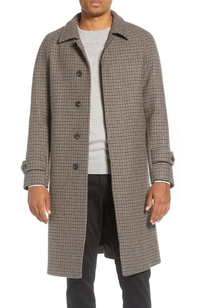 Shop Ring Jacket Houndstooth Check Wool Top Coat In Brown