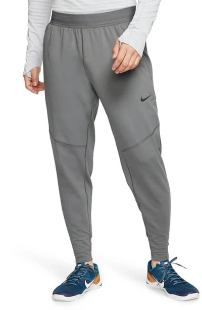 Shop Nike Dry Hyperdry Yoga Pants In Iron Grey/ Black