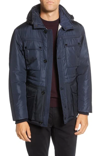 Shop Hugo Boss Cartus Regular Fit Hooded Jacket In Dark Blue