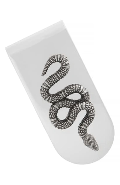 Shop Gucci Snake Insignia Money Clip In Silver