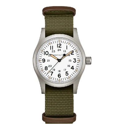 Hamilton H69439411 Khaki Field Mechanical Stainless Steel And Canvas Watch In White