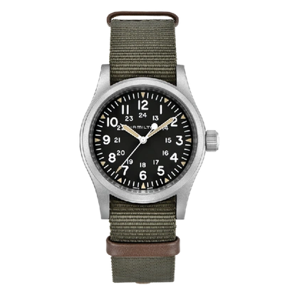 Hamilton Khaki Field Mechanical Nato Strap Watch, 38mm In Black