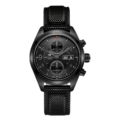 Shop Hamilton Khaki Field Auto Chrono In Black