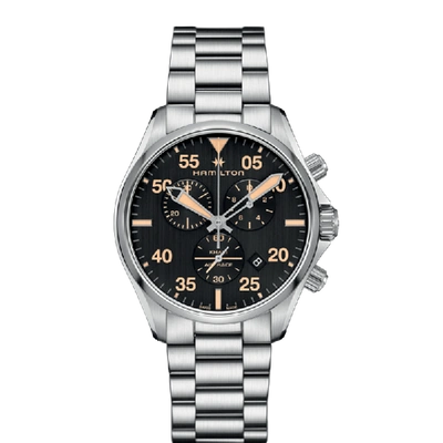 Hamilton X-wind Gmt Khaki Aviation Chronograph, 46mm In Black