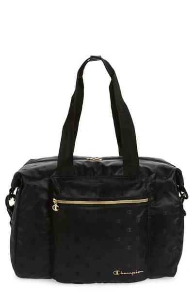 Shop Champion Cadeat Logo Duffle Bag In Black/ Gold