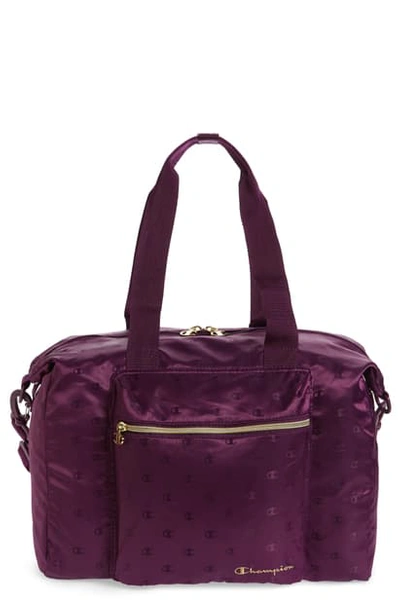 Shop Champion Cadeat Logo Duffle Bag In Dark Purple