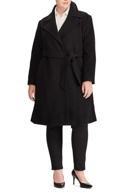 ralph lauren black wrap coat