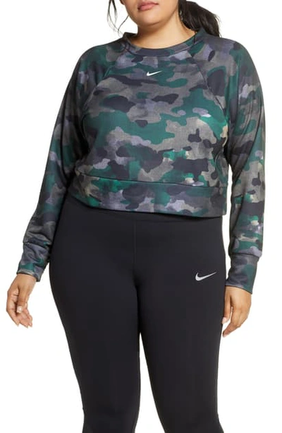 Shop Nike Rebel All In Dri-fit Crop Sweatshirt In Club Gold/ Black