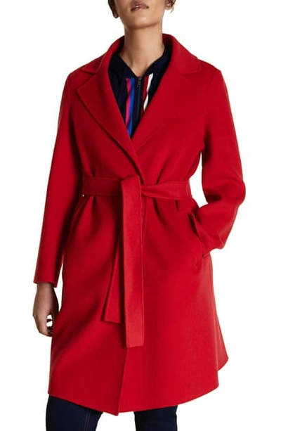 Shop Marina Rinaldi Tabor Belted Wool Blend Coat In Red
