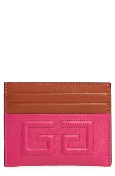 Shop Givenchy Emblem Leather Card Case In Cyclamen