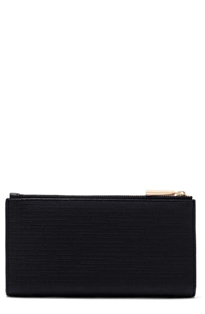 Shop Dagne Dover Signature Slim Coated Canvas Wallet In Onyx