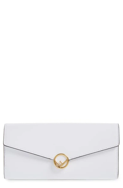 Shop Fendi Logo Flap Leather Continental Wallet In White
