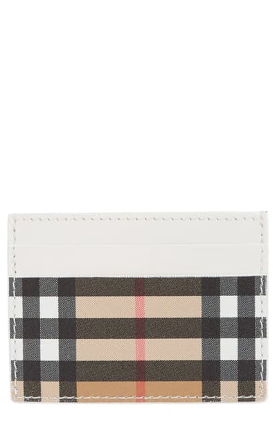 Shop Burberry Sandon Vintage Check Leather Card Case In Chalk White