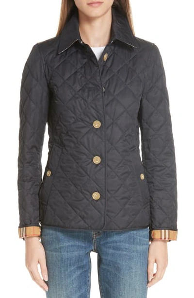 Shop Burberry Frankby 18 Quilted Jacket In Navy