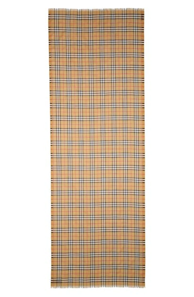 Shop Burberry Vintage Check Wool & Silk Gauze Scarf In Antique Yellow