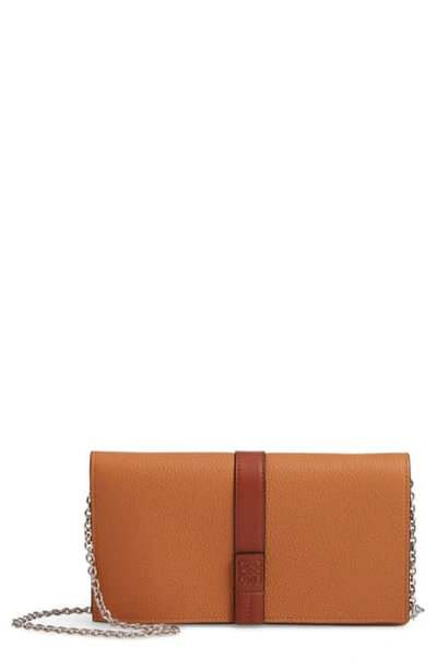 Shop Loewe Leather Wallet On A Chain In Light Caramel/ Pecan