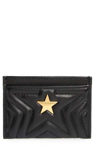 Shop Stella Mccartney Star Faux Leather Card Case In Black