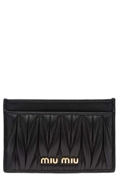 Shop Miu Miu Matelasse Card Case In Nero