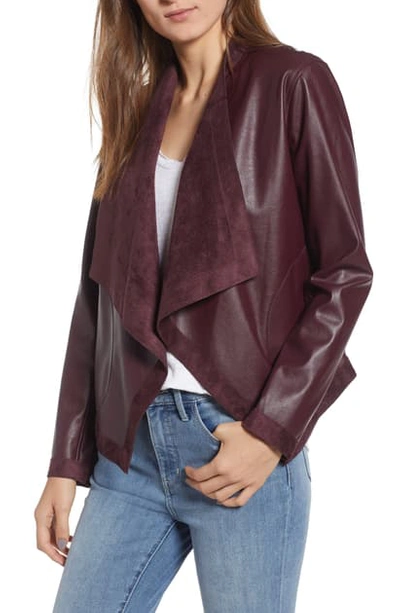 Shop Bb Dakota Teagan Reversible Faux Leather Drape Front Jacket In Fig