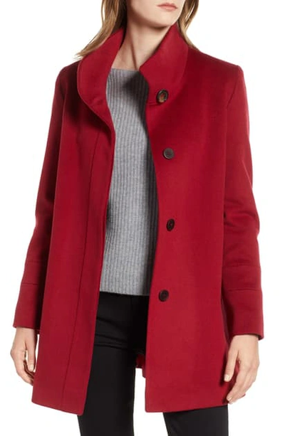 Shop Fleurette Placket Front Wool Car Coat In Currant