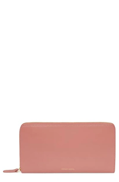 Shop Mansur Gavriel Leather Continental Wallet - Pink In Blush