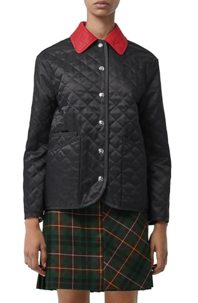 Shop Burberry Dranefield Diamond Quilted Jacket In Black