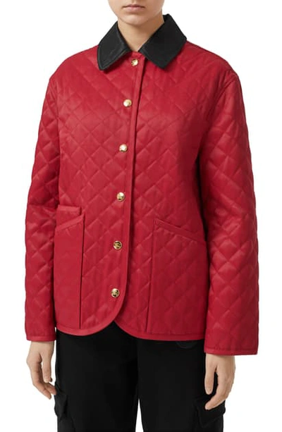 Shop Burberry Dranefeld Quilted Jacket In Red