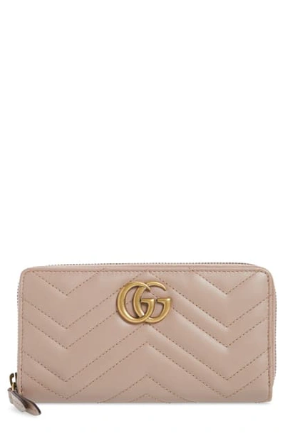 Shop Gucci Gg 2.0 Matelasse Leather Zip Around Wallet In Porcelain Rose