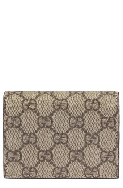 Shop Gucci Linea Gg Supreme Canvas Card Case In Beige Ebony/ New Acero
