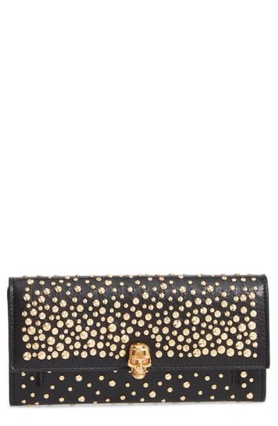 Shop Alexander Mcqueen Studded Leather Wallet On A Chain In Black