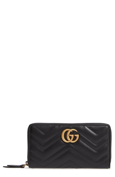 Shop Gucci Gg 2.0 Matelasse Leather Zip Around Wallet In Nero