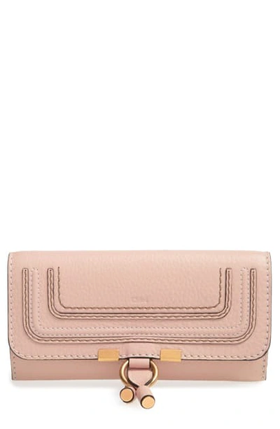 Shop Chloé Marcie Leather Flap Wallet In Blush Nude