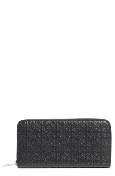 Shop Loewe Leather Zip Around Wallet In Black